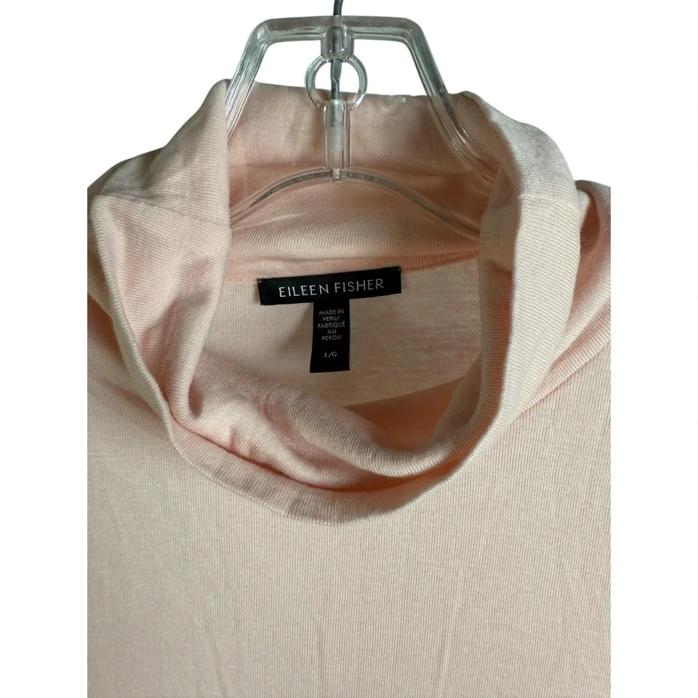 Eileen Fisher Shirt Womens Large Pink‎ Cowl Neck Organic Cotton Lyocell Blend